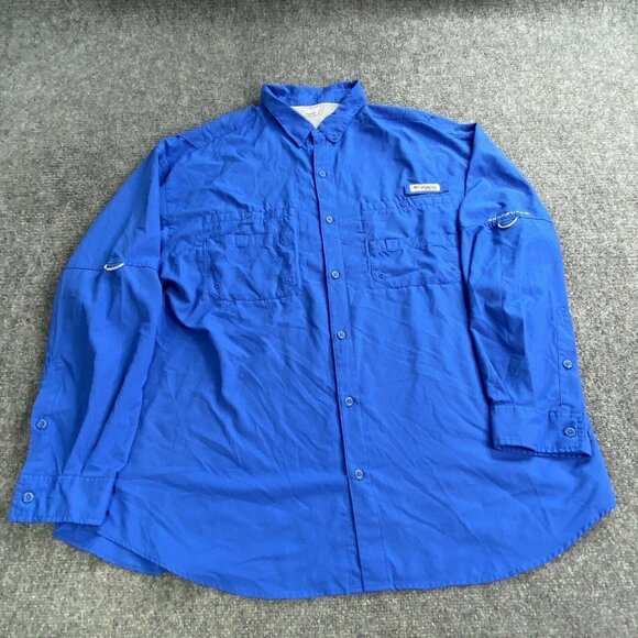Columbia PFG Shirt Men’s 2XL Blue Button Down Fishing Vented Nylon Omni Shade - Picture 6 of 16